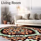 Orange Mint Symmetry Radial Medallion Rug