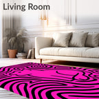 Pink Stylized Panther Swirl Rug