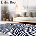 Navy Blue Wavy Stripes Eyes Rug