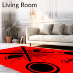 Crimson Red Abstract Splatter Accent Rug