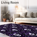 Dark Purple Skulls Ornate Damask Rug