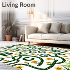 Whimsical Green Pathway Yellow Flower Rug