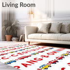 Alphabet Vehicles Red Blue Yellow Collection Rug