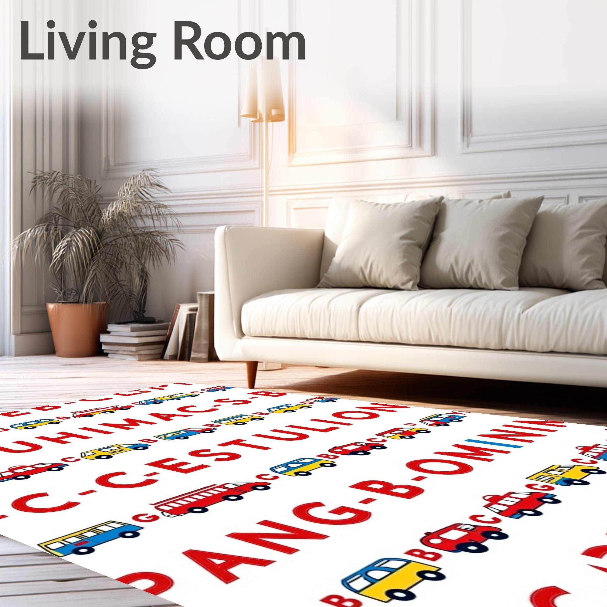 Alphabet Vehicles Red Blue Yellow Collection Rug