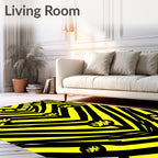 Bold Yellow Black Tribal Emblem Rug