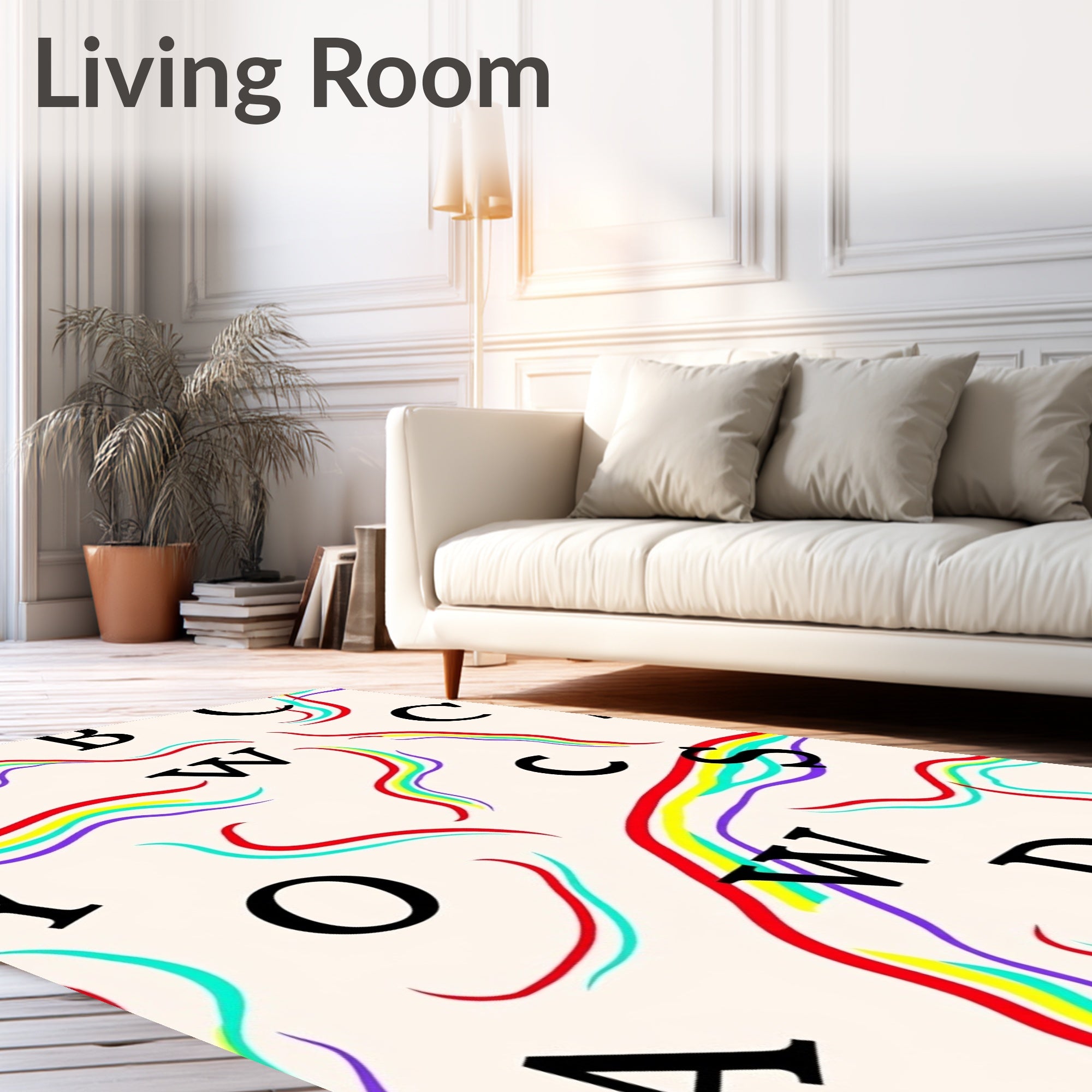 Rainbow Letter Collage Rug