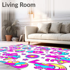 Funky Neon Numbers and Stars Rug