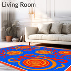 Retro Orange Floral Swirl Rug