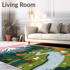 Woodland Stream Horse Meadow Scene Rug