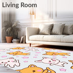 Kawaii Orange Pinks Cats Stars Rug