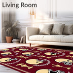 Maroon Gold Helmet Trophy Laurel Wreath Rug