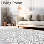 Abstract Black White Organic Weave Rug