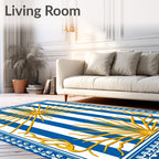 Royal Blue Sunburst Stripes Rug