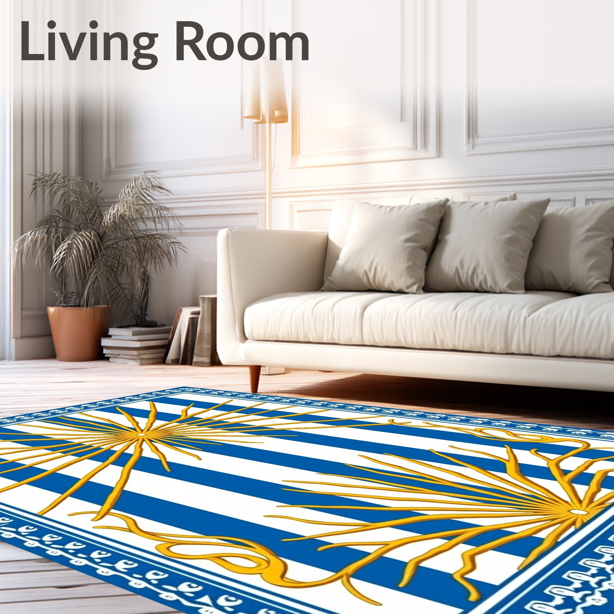 Royal Blue Sunburst Stripes Rug