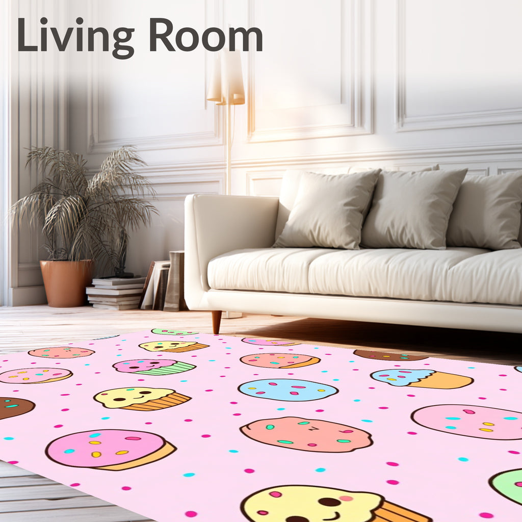 Kawaii Cupcake Sprinkle Background Rug