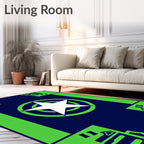 Navy Green Starburst Geometric Rug
