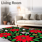 Christmas Poinsettia Puppy Pattern Rug