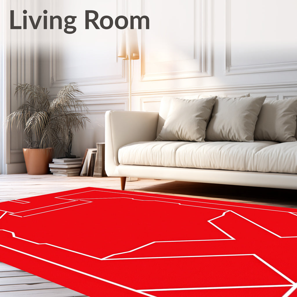 Crimson White Geometric Armor Rug