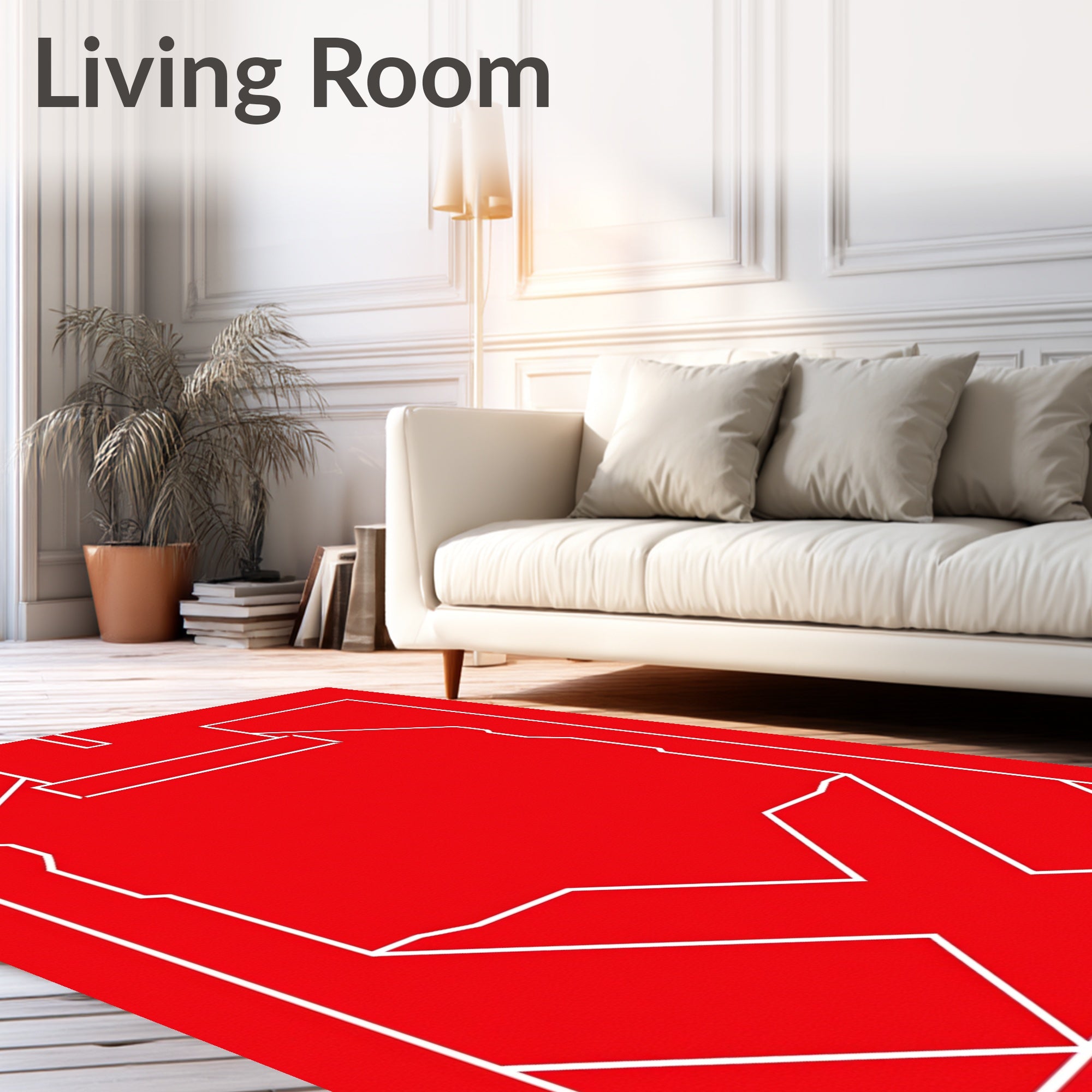 Crimson White Geometric Armor Rug