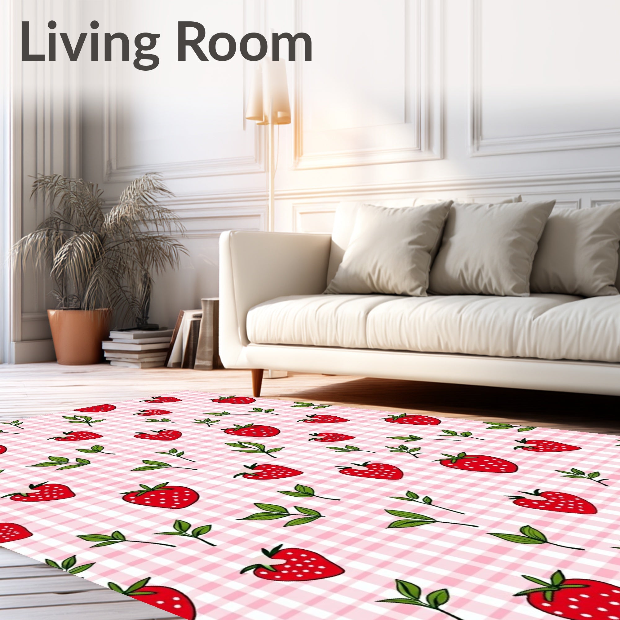 Red Strawberry Gingham Picnic Rug