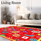 Bold Red Alphabet Grid Rug