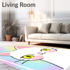 Cute White Cat Pastel Swirl Rug