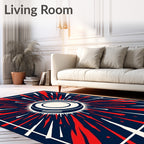 Crimson White Sunburst Graphic Rug