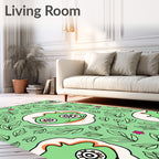Whimsical Green Alien Floral Garden Rug