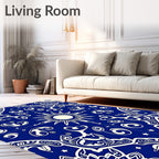 Majestic Blue Sunburst Medallion Rug