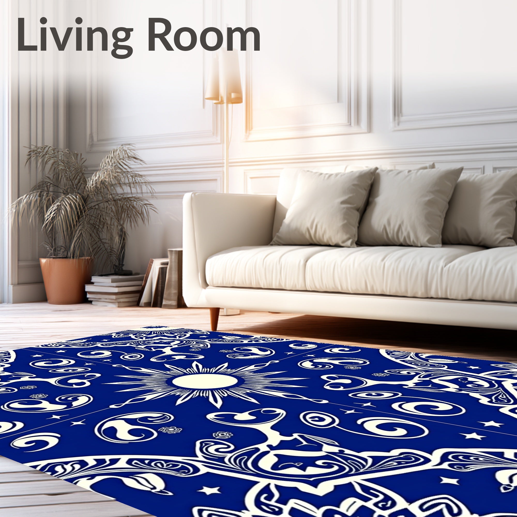 Majestic Blue Sunburst Medallion Rug