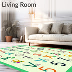 Colorful Alphabet With People And Plants Rug