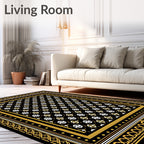Black Gold Geometric Mandala Rug