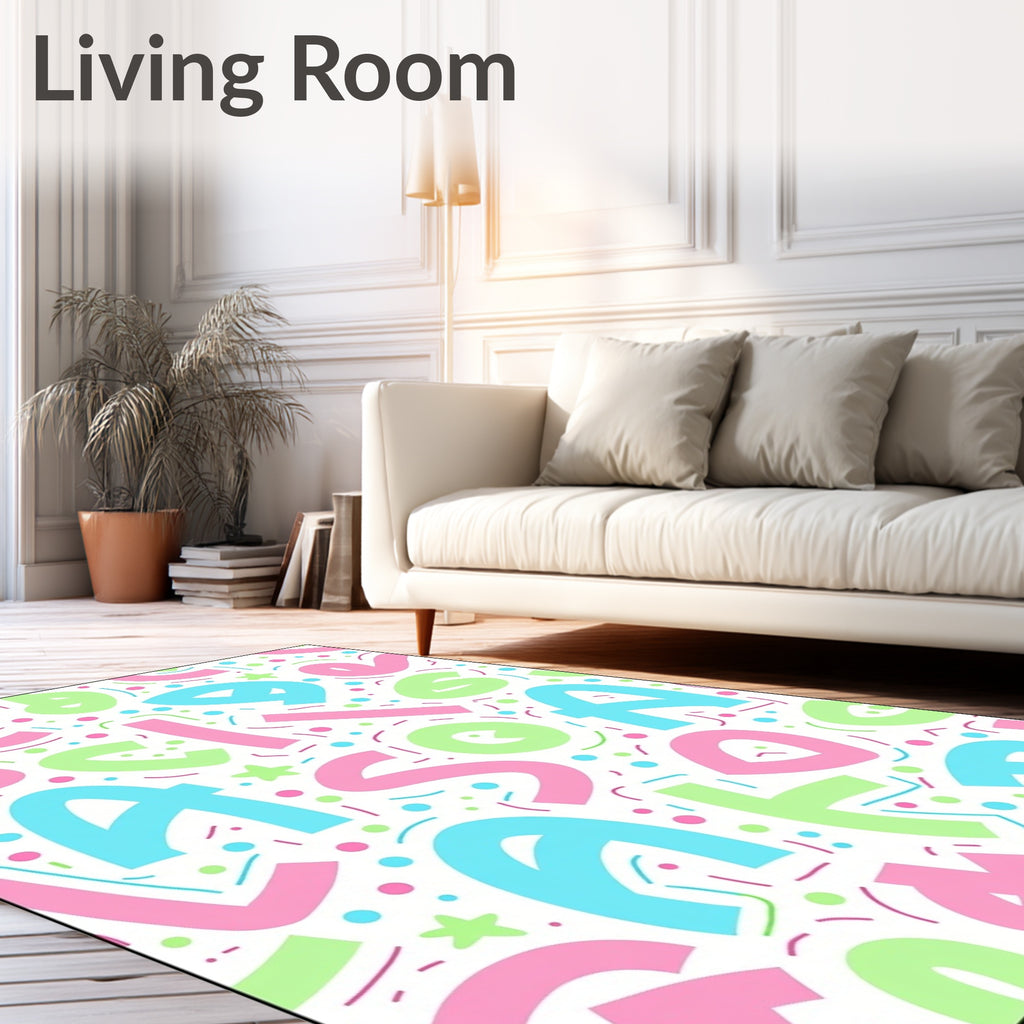 Playful Pastel Alphabet Confetti Rug