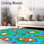 Whimsical Red Green Toucan Jungle Rug