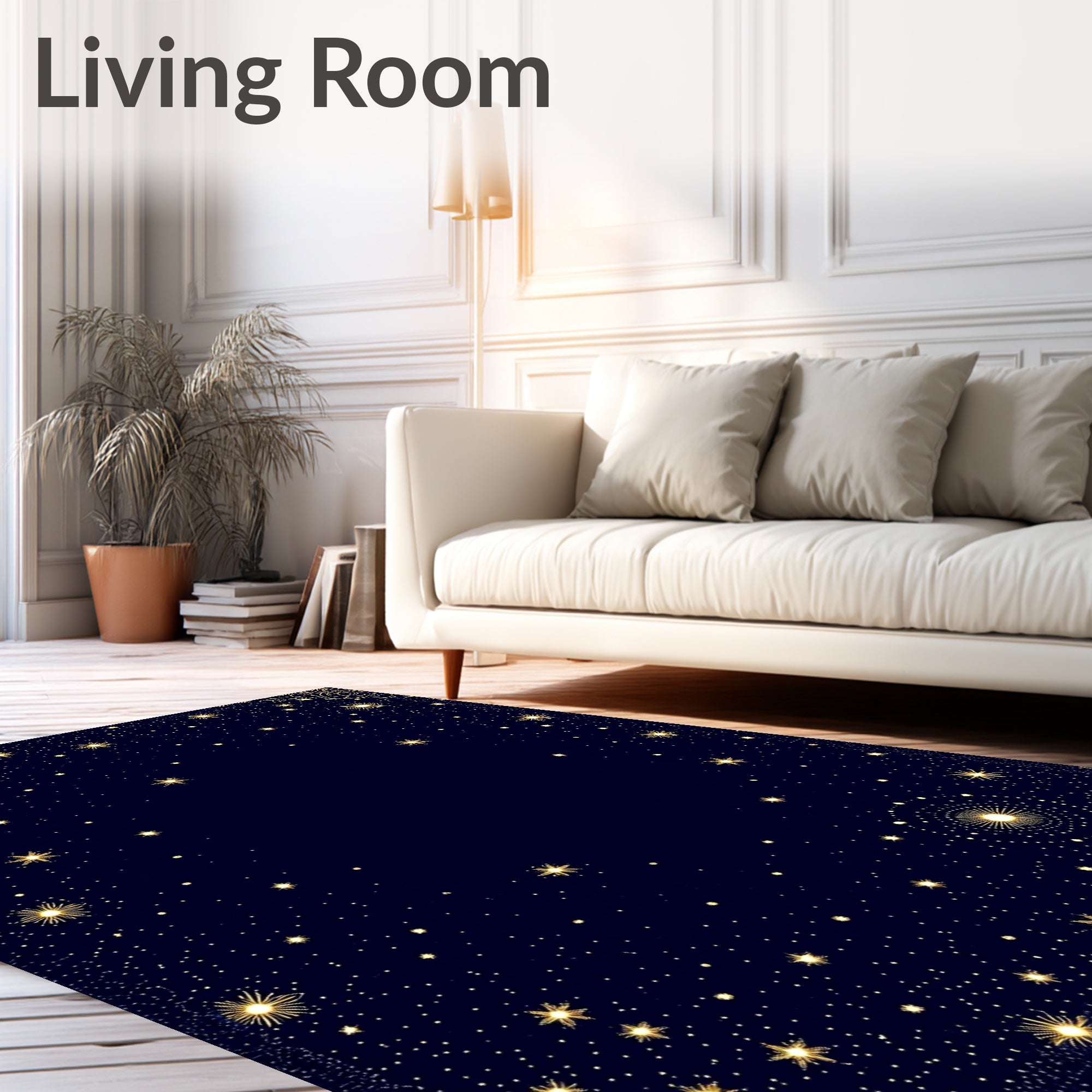 Celestial Gold Starry Night Rug