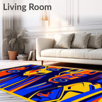 Retro Speeding Sports Cars Yellow Orange Rug