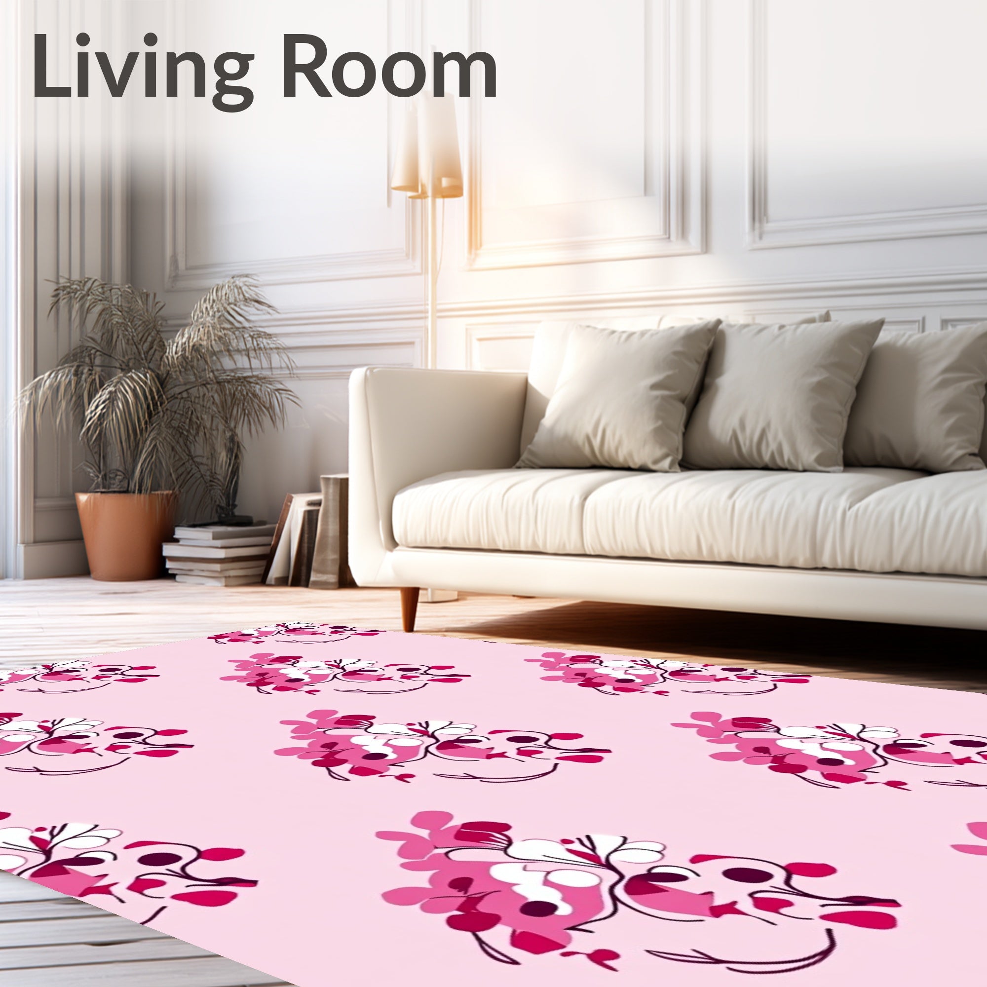 Pink Floral Sprig Arrangement Rug