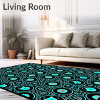 Turquoise Kitty Star Circles Rug