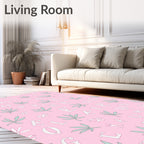 Pink Botanical Alphabet Collage Rug