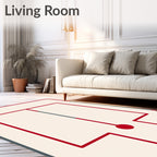 Cream Red Geometric Abstract Loop Rug