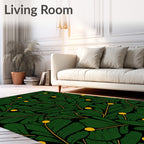 Emerald Green Leafy Branches Berry Rug