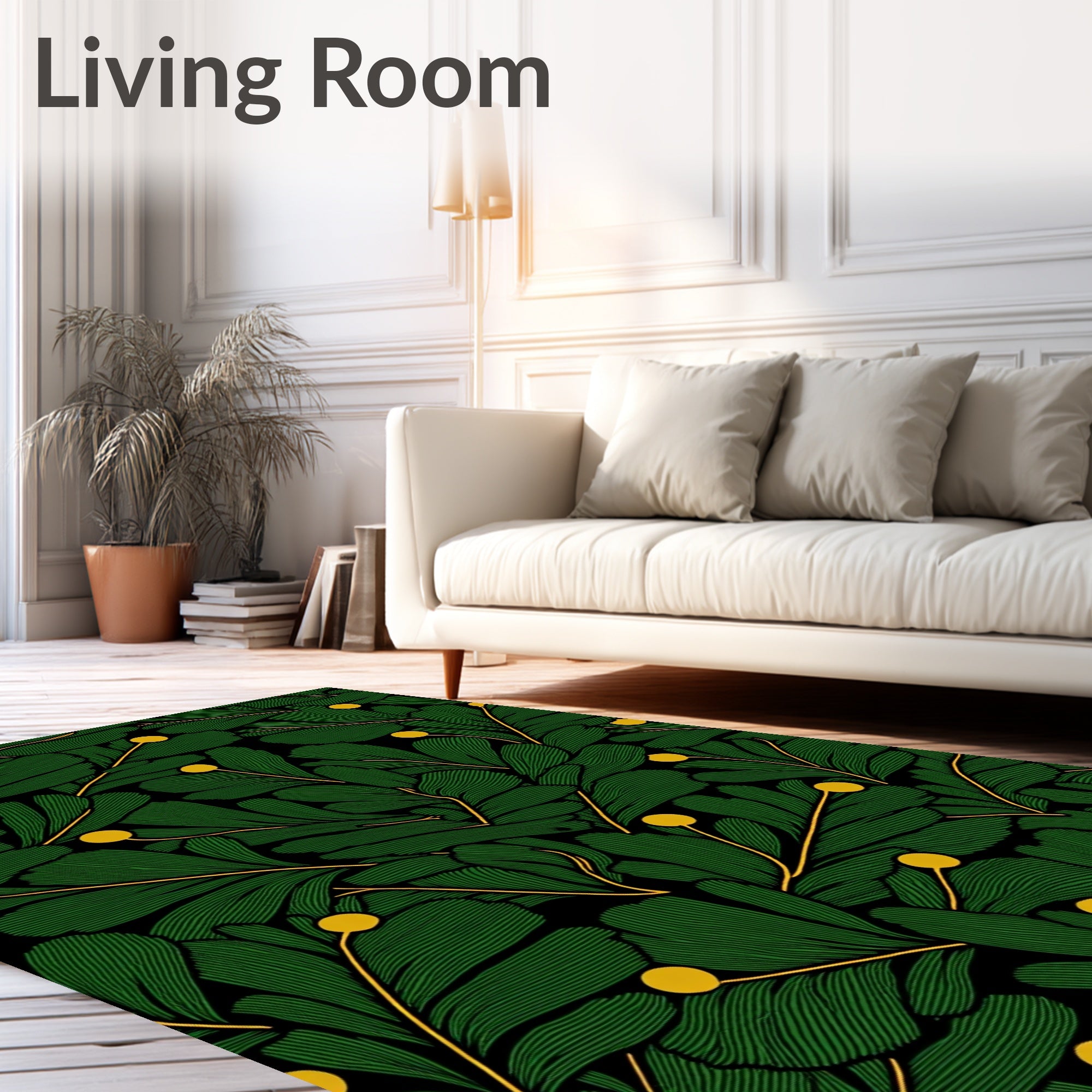 Emerald Green Leafy Branches Berry Rug