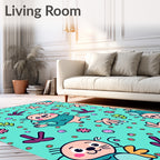 Cute Seals Floating With Flowers Rug