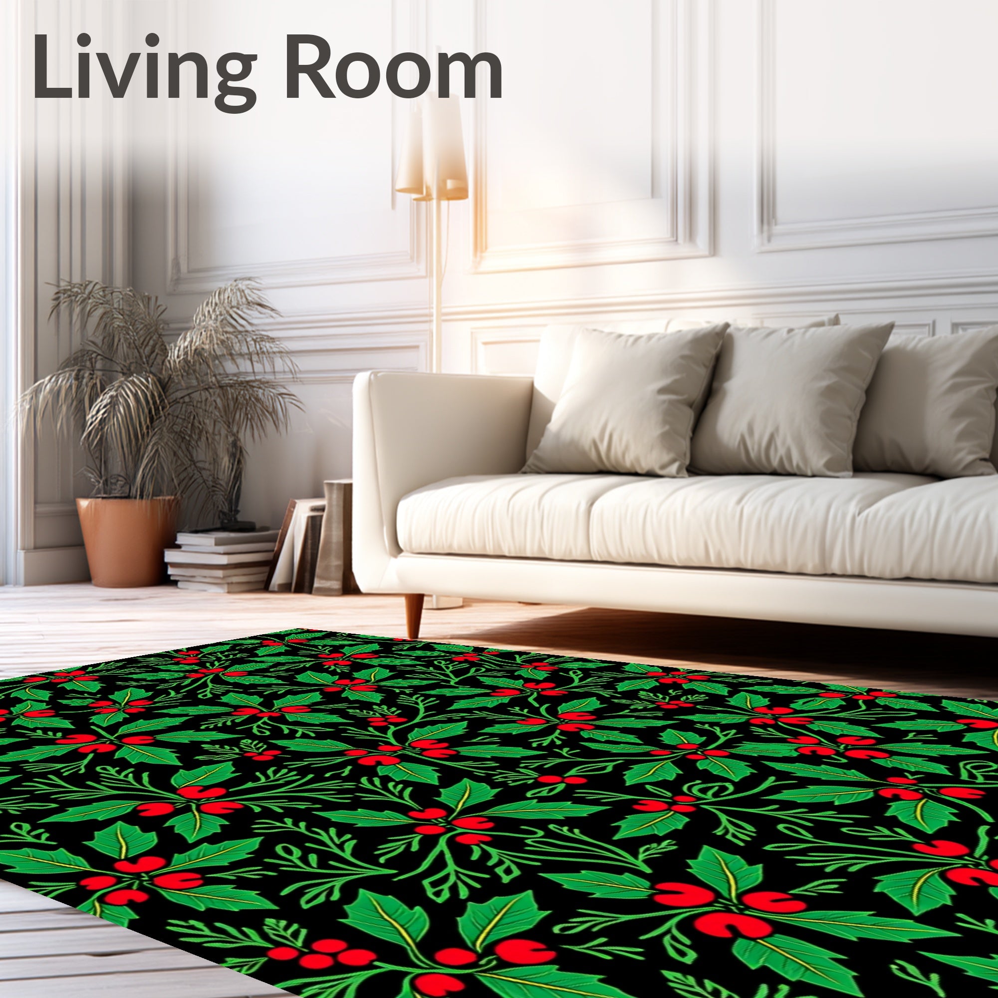 Winter Holly and Berry Arrangement Rug