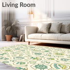 Whimsical Doodle Creatures Yellow Green Rug