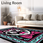 Whimsical Pink Bowtie Tiger Face Rug