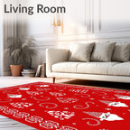 Festive Red Santa Tree Swirl Border Rug