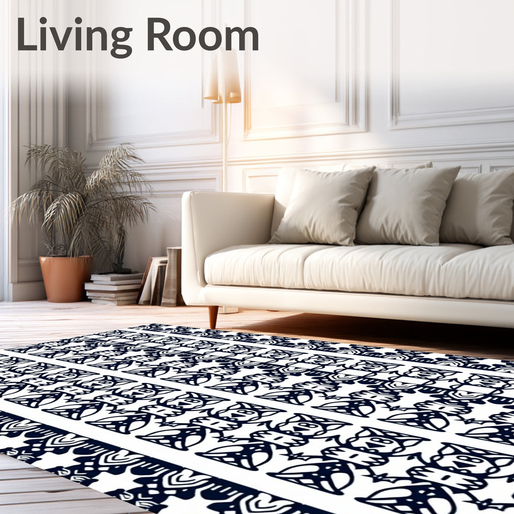 Dark Blue Tribal Vertical Repeat Rug