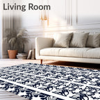 Dark Blue Tribal Vertical Repeat Rug