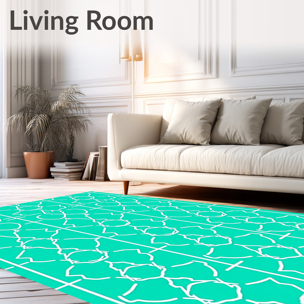 Curacao White Linked Geometric Abstraction Rug